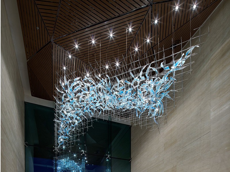 Modern Decor Leaves Shape Glass Chandelier