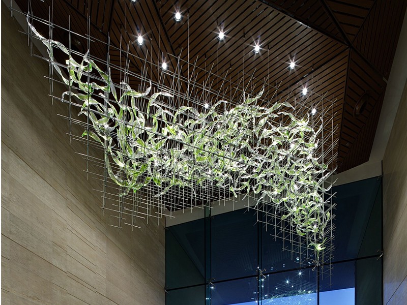 Modern Decor Leaves Shape Glass Chandelier