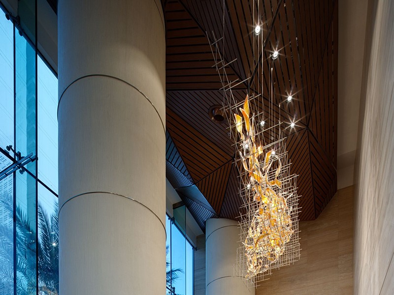 Modern Decor Leaves Shape Glass Chandelier