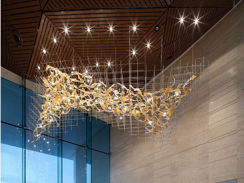 Modern Decor Leaves Shape Glass Chandelier