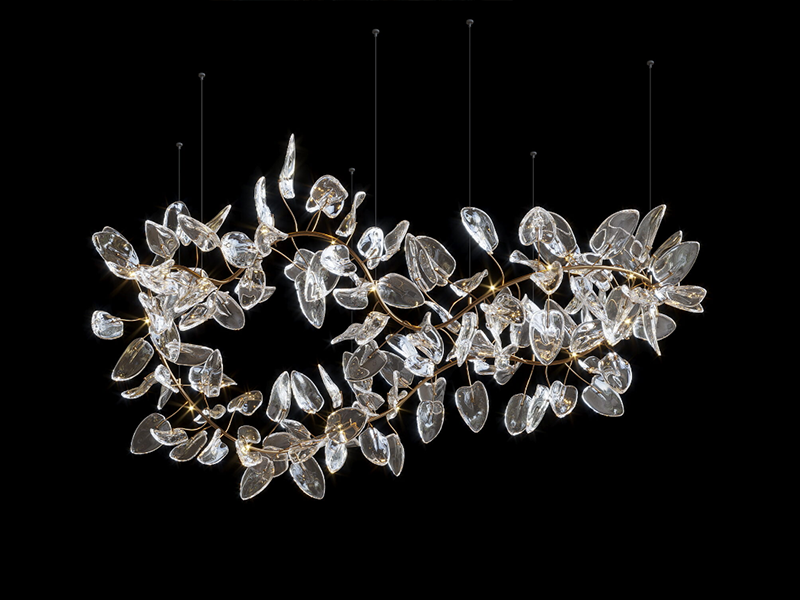 Customizable Leaf Shape Crystal Led Chandelier Light