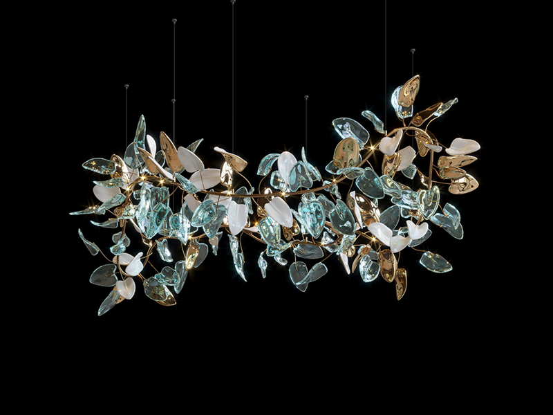 Customizable Leaf Shape Crystal Led Chandelier Light