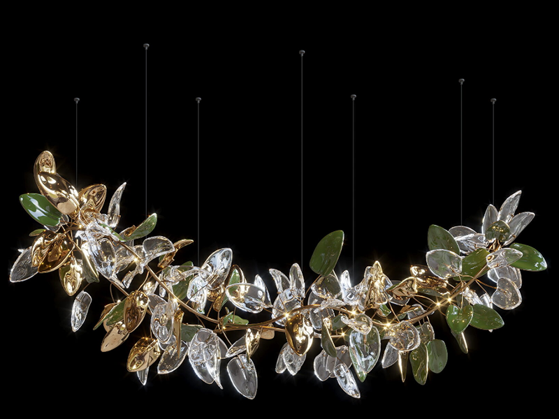 Customizable Leaf Shape Crystal Led Chandelier Light