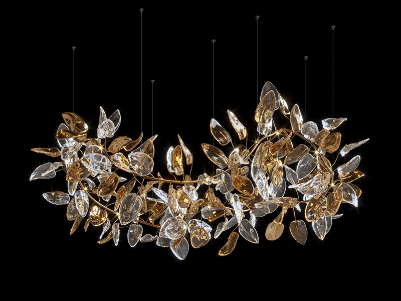 Customizable Leaf Shape Crystal Led Chandelier Light